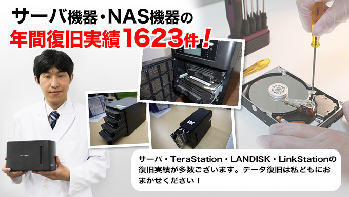 サーバ、NASデータ復旧実績